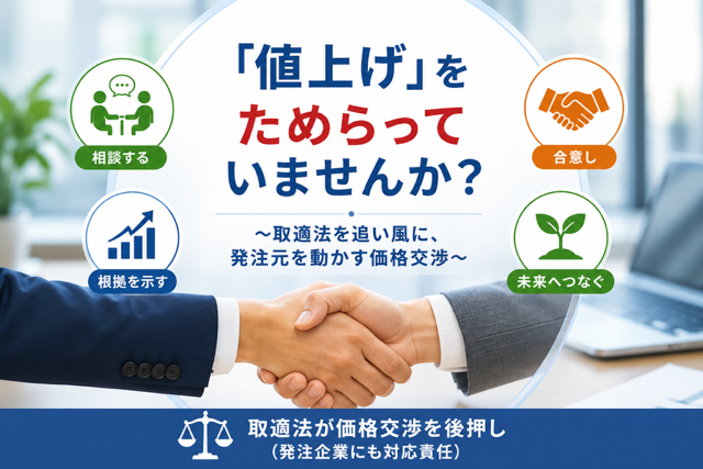 「値上げ」をためらっていませんか？～取適法を追い風に、発注元を動かす価格交渉～
